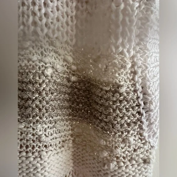 NWT $659 Peserico Striped Cardigan Vest Cream Tan Gold Sequin Italy Size 48 US12 - Picture 3 of 11